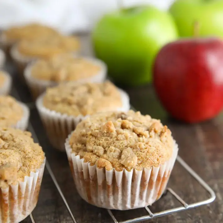 Apple Cinnamon Muffins are full of apples, spices, and a crumb topping.