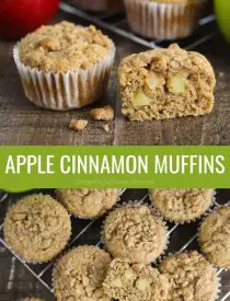 This recipe for Apple Cinnamon Muffins is delicious! Fluffy muffins full of fresh apples and plenty of cinnamon with a crumb topping.