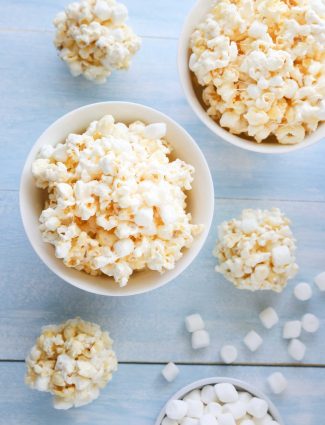 Sweet and salty, soft and gooey, this marshmallow popcorn is the best movie night snack. It's delicious as-is or easy to shape into marshmallow popcorn balls.