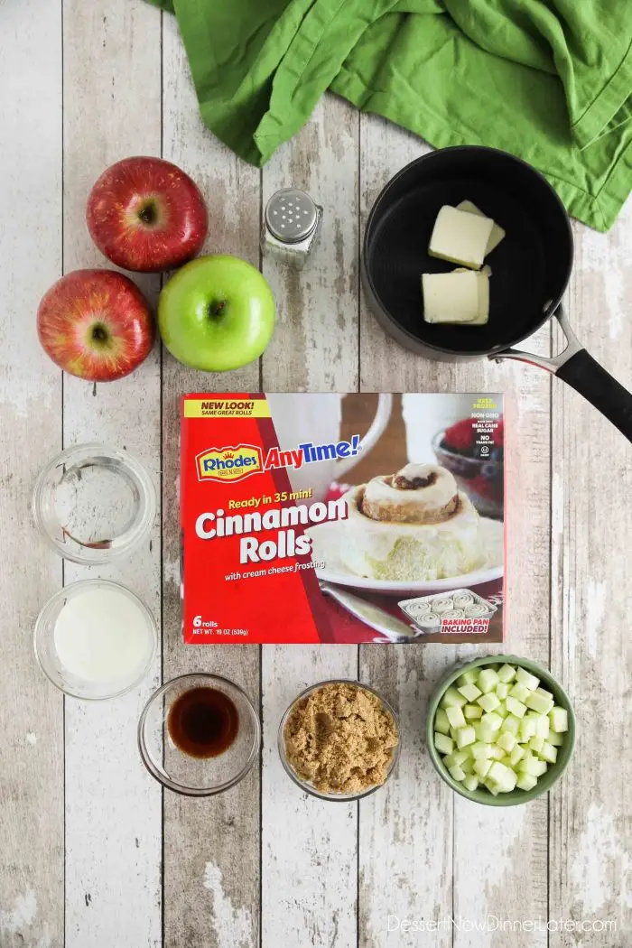 Rhodes AnyTime!® Cinnamon Rolls are a great shortcut for these Caramel Apple Cinnamon Rolls.