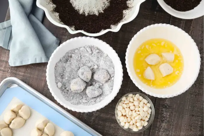 Rolls dipped in butter and Oreo pudding mix.