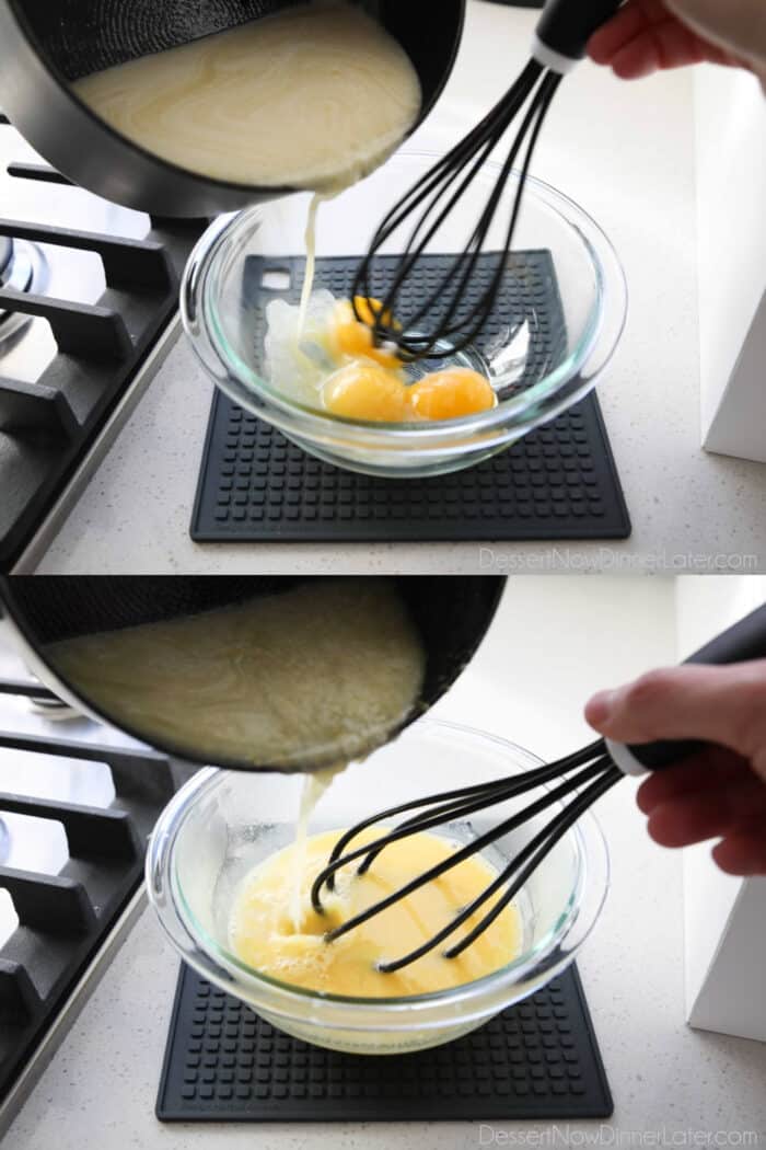 How to make lemon curd. Tempering the egg yolks.