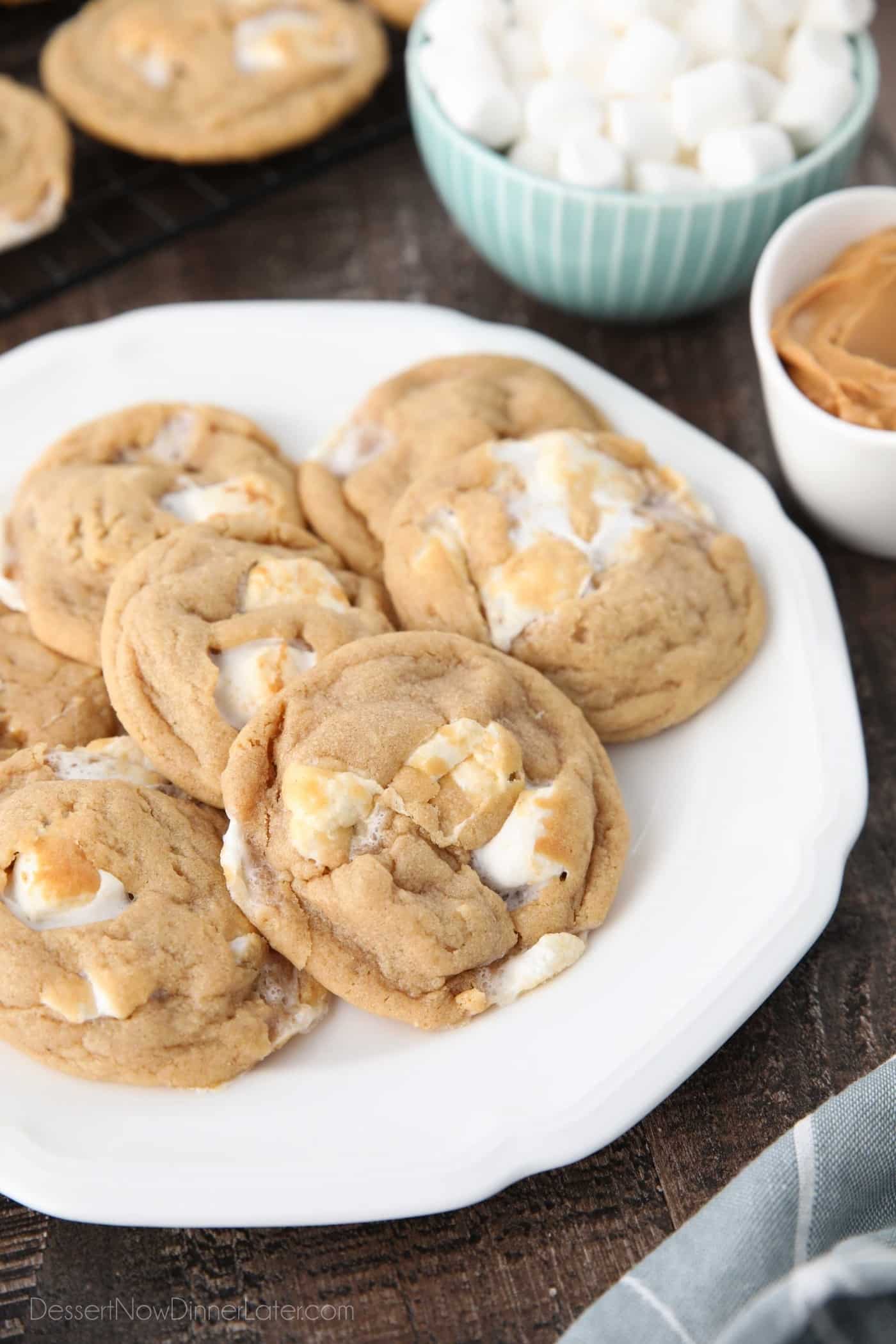 Fluffernutter Cookies + Video (Peanut Butter Marshmallow Cookies) Dessert Now Dinner Later