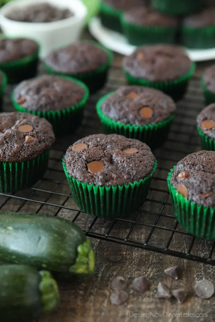 Cooling wrack with double chocolate zucchini muffins.