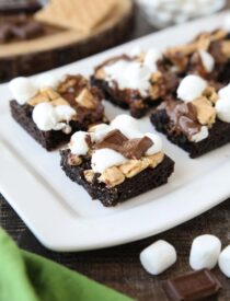 Close up of S'mores Brownies on a platter.