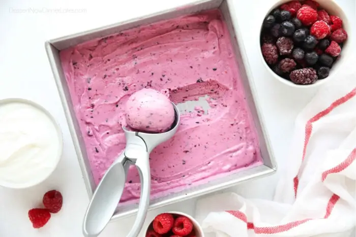 3 Ingredient Raspberry Frozen Yogurt with Stonyfield + YayLabs