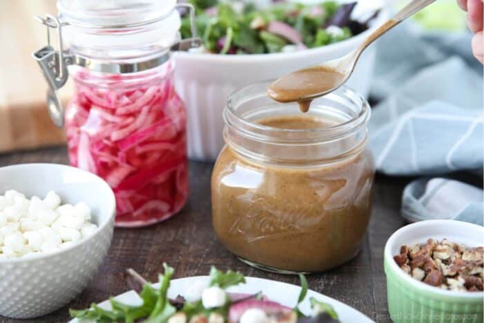 Spoonful of tangy-sweet balsamic vinaigrette.