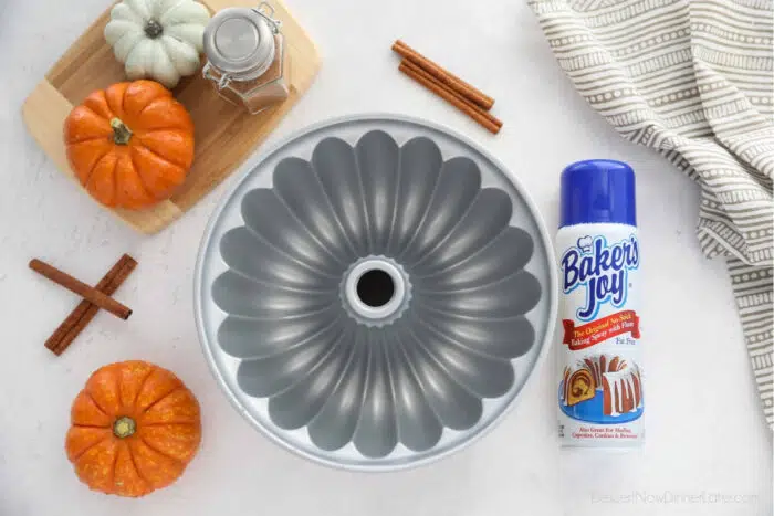 Nordic Bundt Pan and Baker's Joy pan release spray.