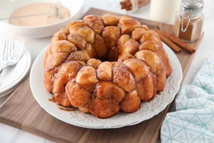 Cinnamon monkey bread made easy with Rhodes rolls.