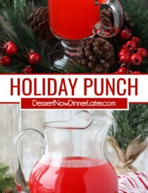 Pinterest collage for Holiday Punch with two images and text in the center.