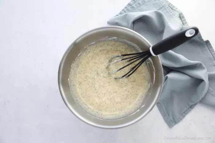 Almond poppy seed muffin batter.