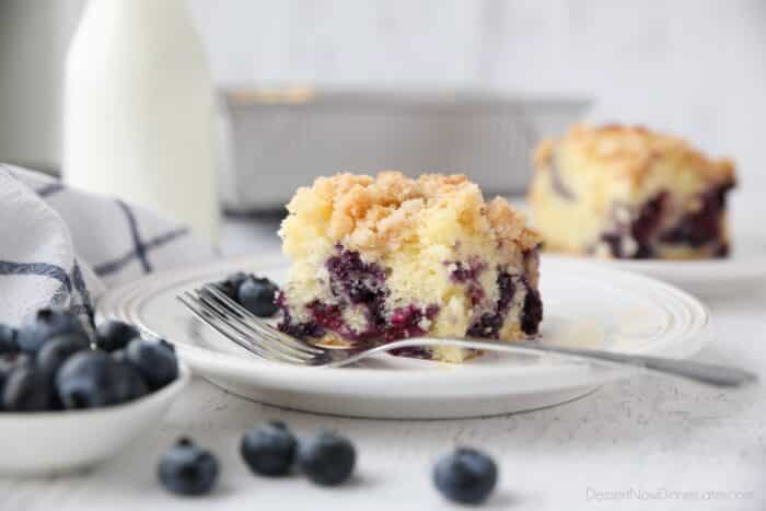 Blueberry Coffee Cake on a plate.