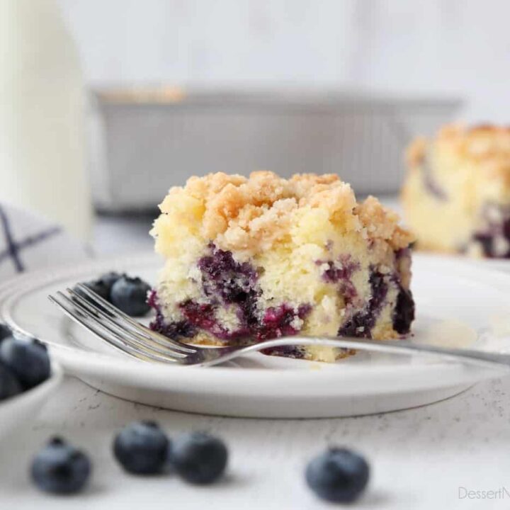Blueberry Coffee Cake on a plate.