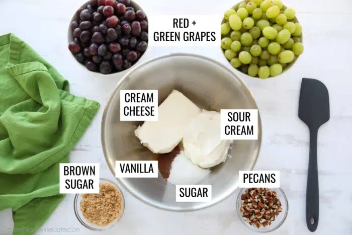 Labeled ingredients for Grape Salad.