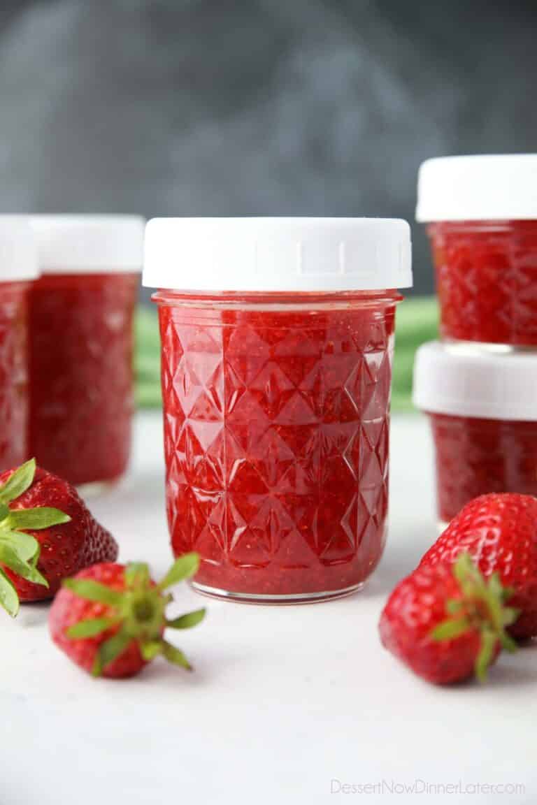 Low Sugar Strawberry Freezer Jam + Video Dessert Now Dinner Later