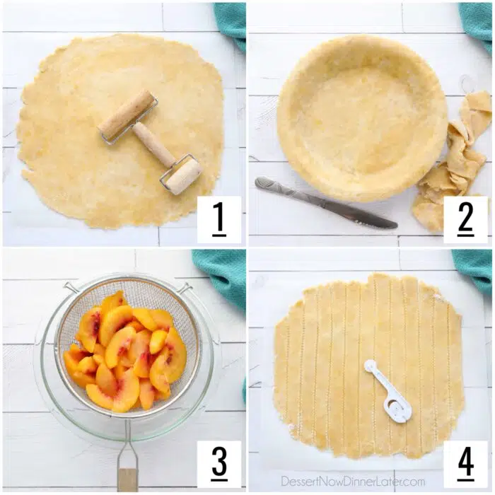 Steps to make peach pie.