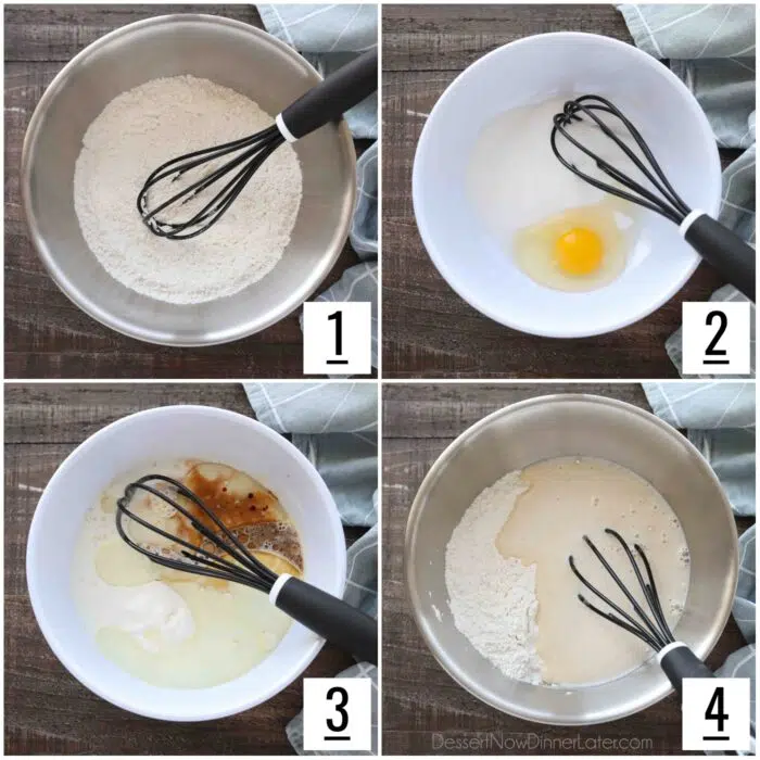 Steps to make loaf cake batter.