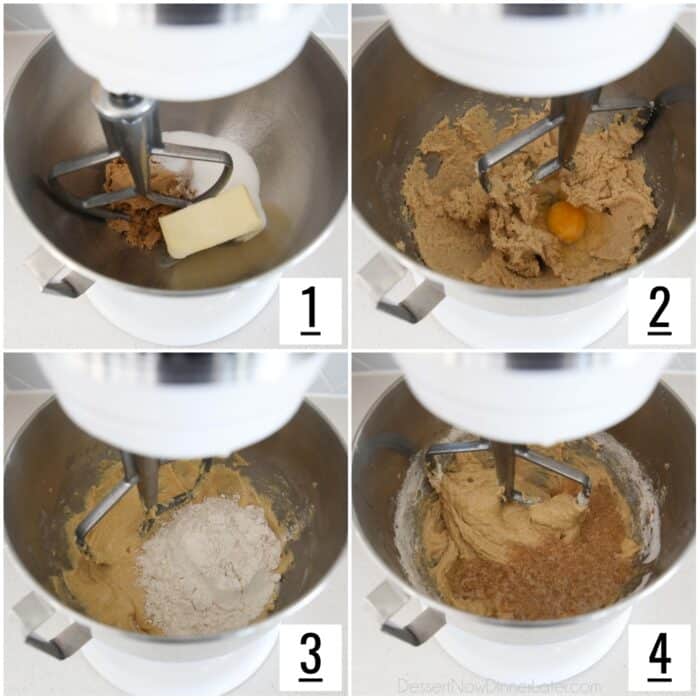 Steps to make apple cider cake batter.