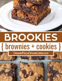 Pinterest collage for Brookies with two images and text in the center.