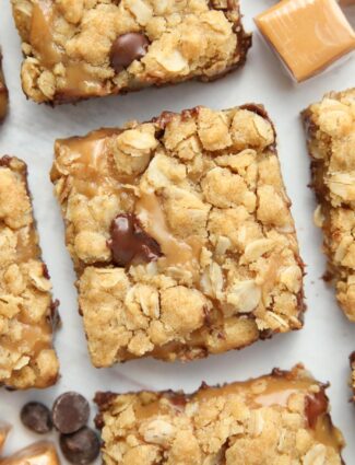 Close up of Caramelitas, aka chocolate caramel bars.