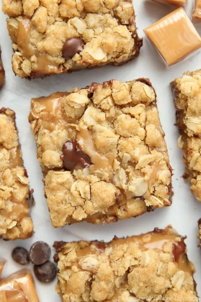 Close up of Caramelitas, aka chocolate caramel bars.