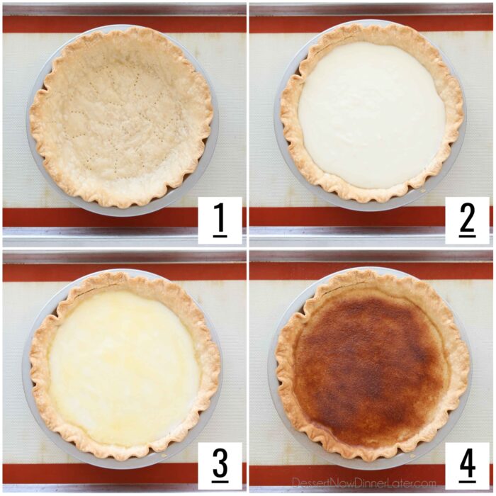 Collage for how to make hoosier sugar cream pie.