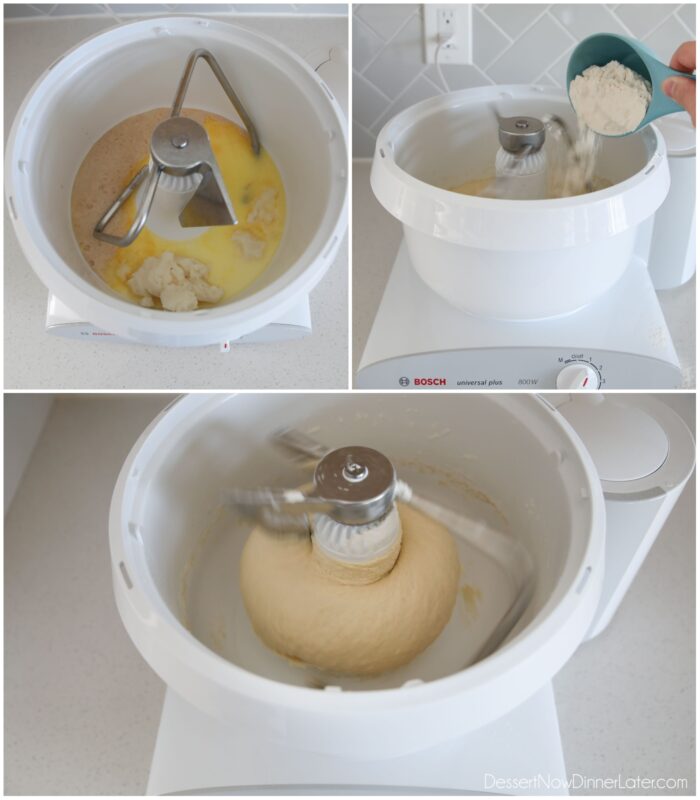 Collage image of making dough.