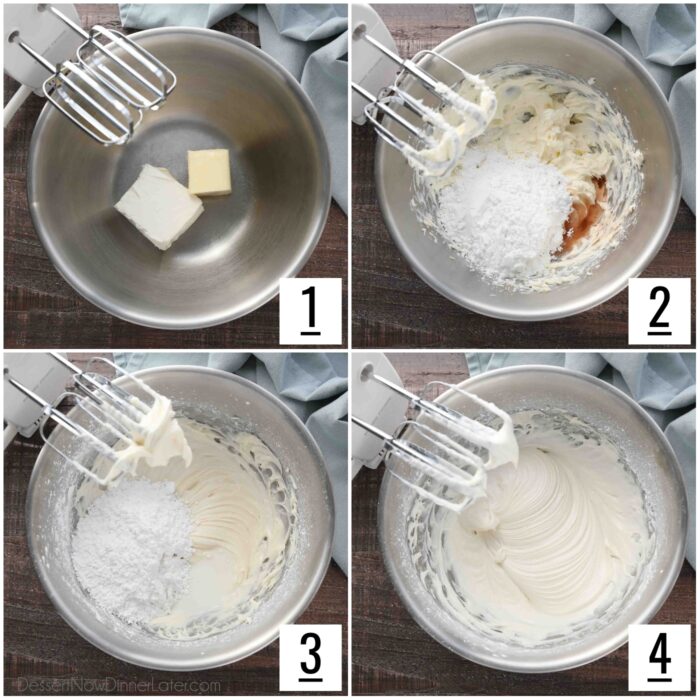 Making cream cheese frosting.
