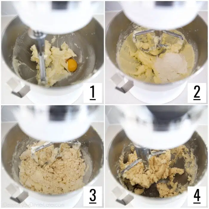Steps to make cookie dough.
