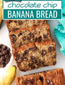 Labeled image of Easy Chocolate Chip Banana Bread for Pinterest.