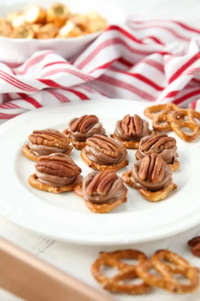 Plate of Rolo Pretzels.