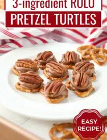 Labeled image of Rolo Pretzel Turtles for Pinterest.