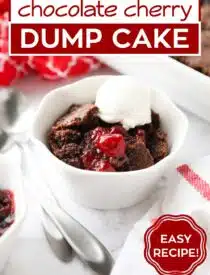 Labeled image of Chocolate Cherry Dump Cake for Pinterest.