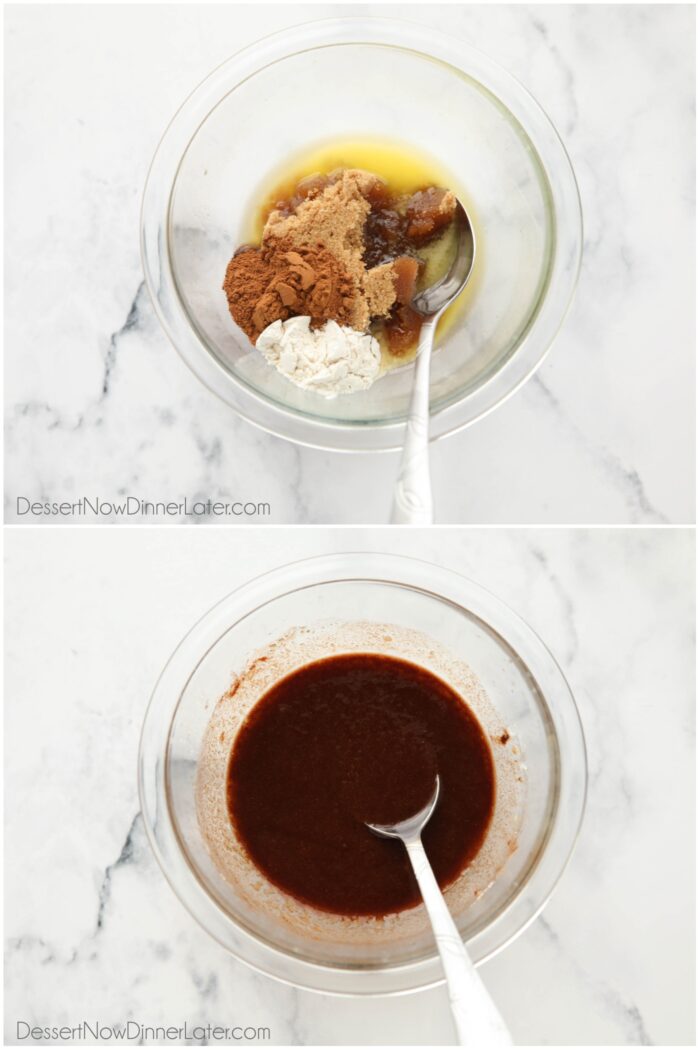 Steps to make cinnamon filling.