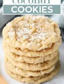 Labeled image of Coconut Cookies for Pinterest.