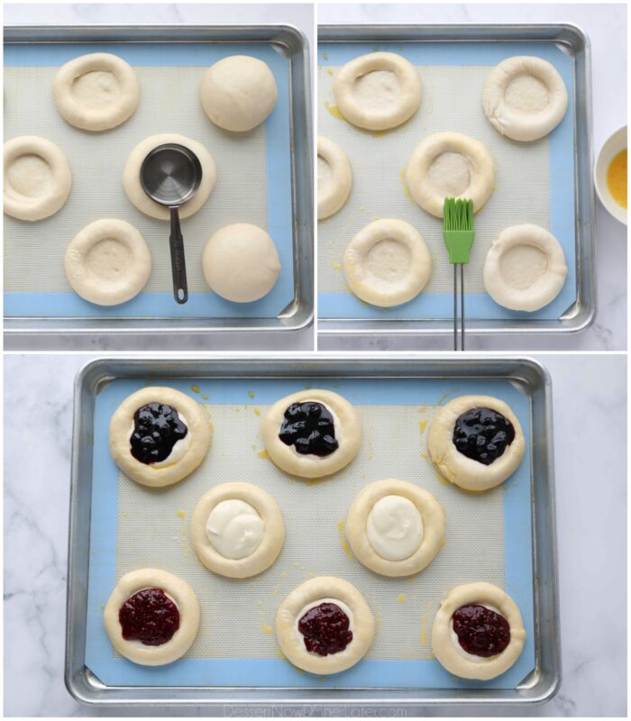 Collage. Easy kolaches recipe made with Rhodes rolls.