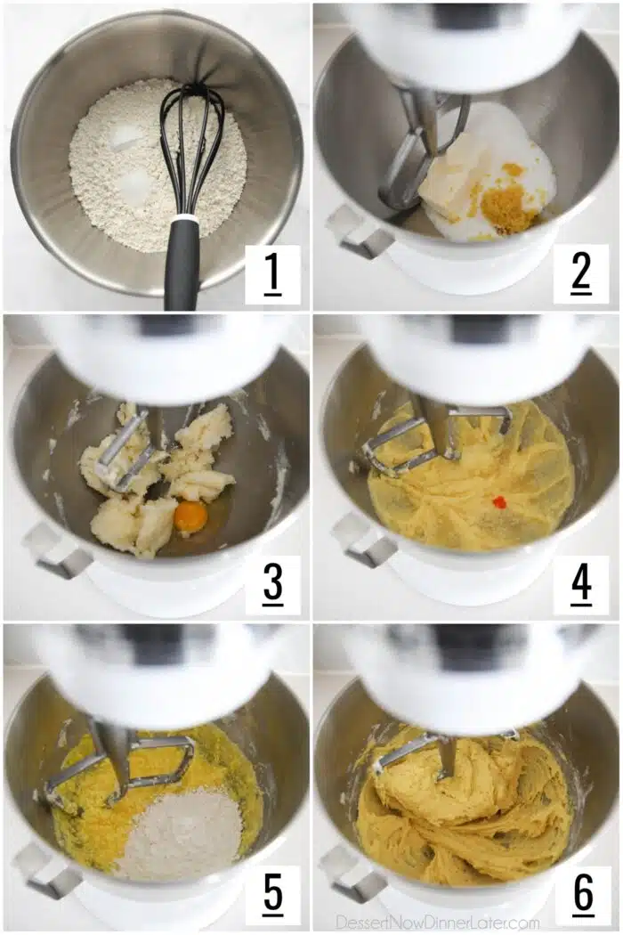 Steps to make lemon cookie dough.