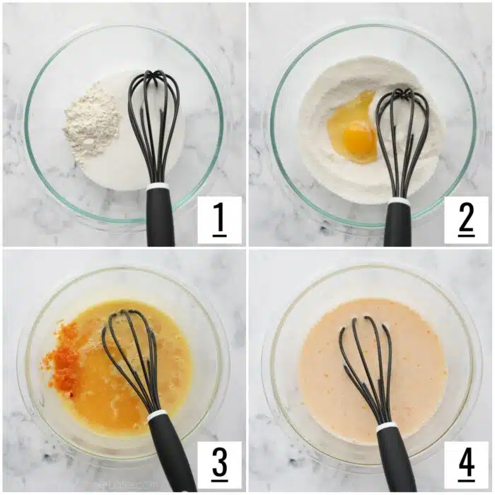 Steps to make orange custard filling for bars (like lemon bars).