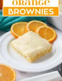 Labeled image of Orange Brownies for Pinterest.