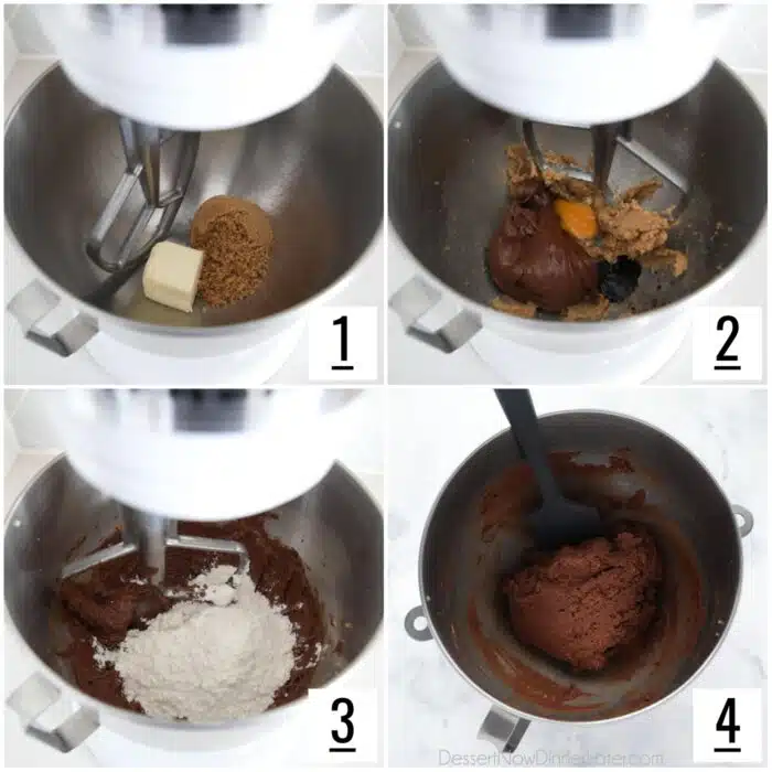 Steps to make Nutella cookies with an electric mixer.