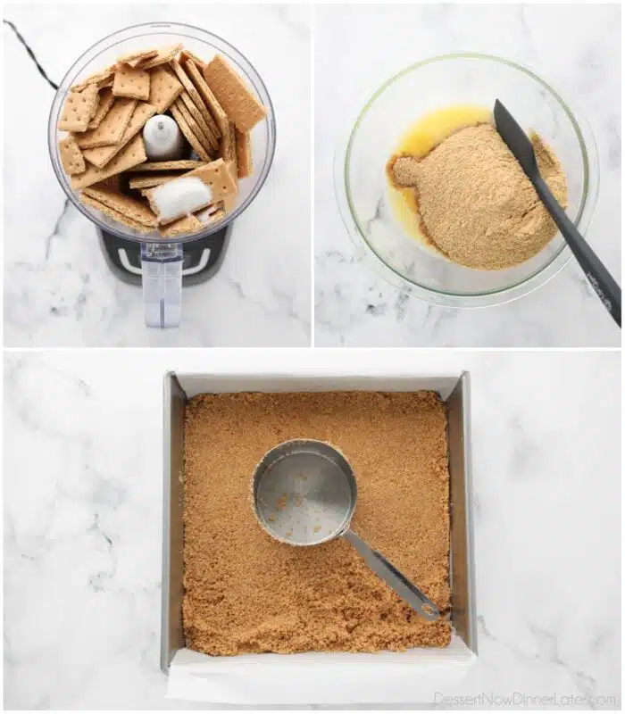 Steps to make graham cracker crust.