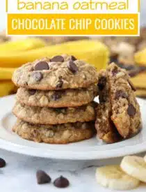 Labeled image of Banana Oatmeal Chocolate Chip Cookies for Pinterest.