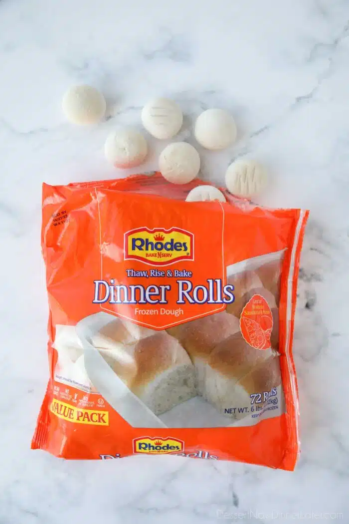 Bag of Rhodes frozen dinner rolls.