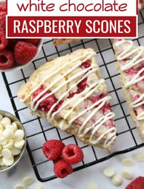 Labeled image of White Chocolate Raspberry Scones for Pinterest.