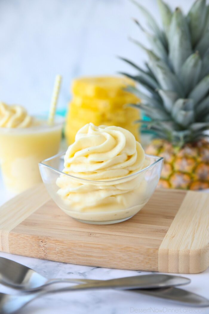 Dole Whip swirled in a small dish.