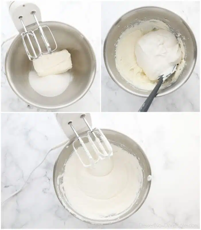 Making the cream cheese filling.