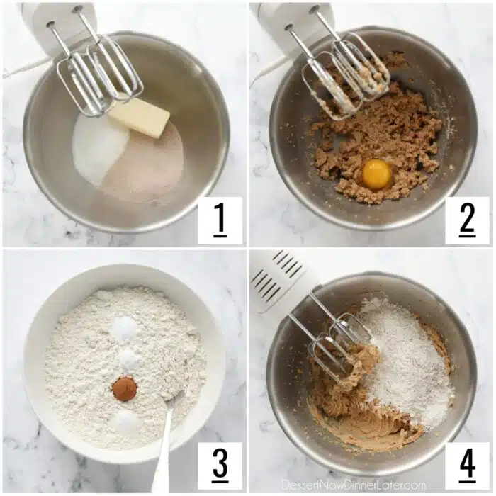 Steps to make apple cider cookie dough.