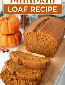 Labeled image of Pumpkin Loaf Recipe for Pinterest.