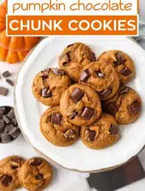 Labeled image of Pumpkin Chocolate Chunk Cookies for Pinterest.