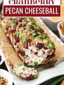 Labeled image of Cranberry Pecan Cheeseball for Pinterest.